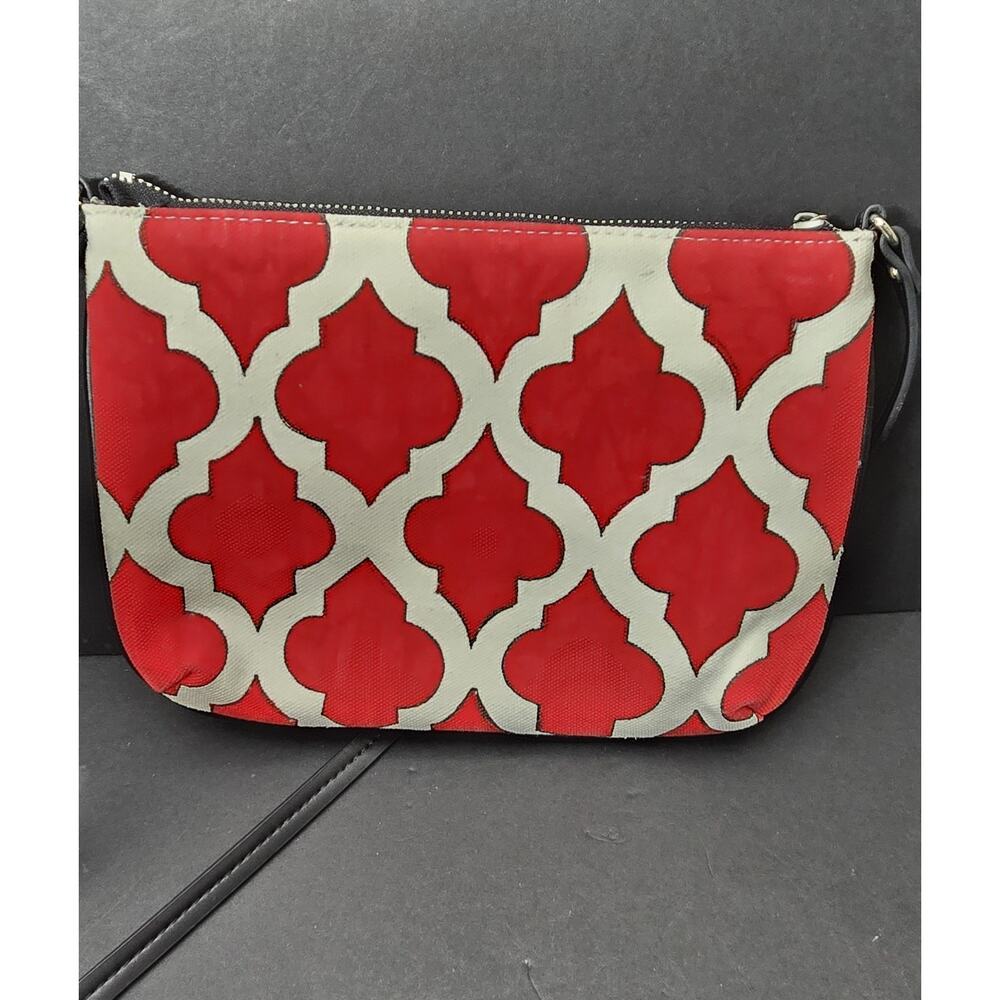 Brighton “Love Dove” Crossbody Pouch Merry & Bright Art Red Black Zip‎ Tassel - Picture 3 of 13